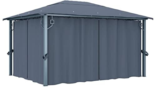 vidaXL Pavillon mit Vorhängen 400×300 cm Anthrazit Aluminium