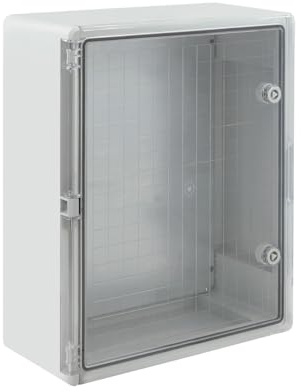 ABS Elektrische Box Wasserdicht Leere Tür Transparent mit verzinkter Montageplatte und sicherem Verriegelungssystem (H 40 x B 30 T 17 cm)