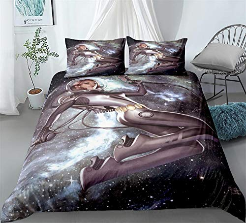 NICHIYOBI Black Widow Bettwäsche Set - Bettbezug und Kissenbezug,Mikrofaser,3D Digital Print dreiteiliger Bettwäsche (7,140x210cm)