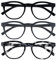 OPULIZE Blu Reading Glasses with Blue Light Blocking 3 Pack Cool Round Frame Spring Hinges Improve Sleep Computer Gaming Anti-Reflective Black Grey Tortoise Mens Womens BBB5-17W +1.50