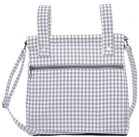 Bolsa panera de algodón vichy - Bolso carro - Talega carrito de bebé - Nenel (Gris)