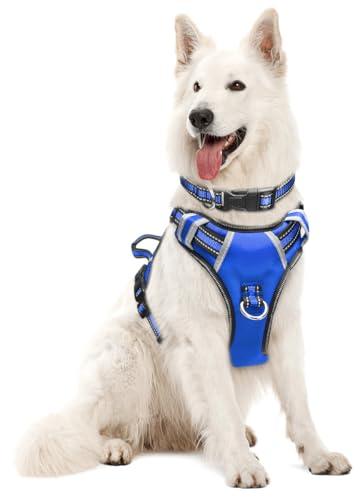 WINSEE Hundegeschirr, kein Ziehen, Haustiergeschirre mit Hundehalsband, verstellbare reflektierende Oxford-Outdoor-Weste, extra große Hunde, einfacher Griff zum Gehen