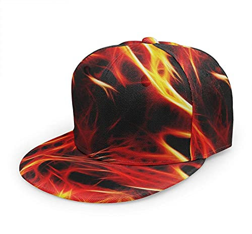 Oaieltj Unisex Baseball Cap Damen Herren Einstellbare Hip Hop Hut Mode Flache Schirmmütze Baseball Cap, Angry Flaming Fire Lion King Black, One size
