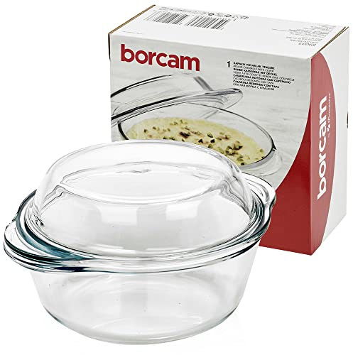 840 ml Large Round Casserole Dish Glass Bakeware Ovenware with Lid New (1)