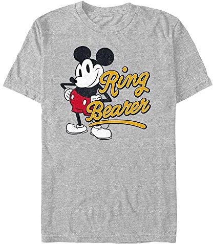 Disney Unisex Mickey & Friends Ring Mickey Organic Short Sleeve T-shirt, Melange Grey, S