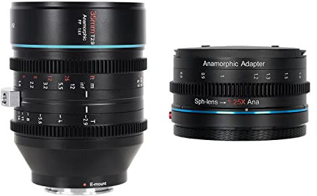 SIRUI 35 mm T2.9 1.6X Vollformat-Anamorphes Objektiv-Set mit 1,25 x amorphem Adapter (E-Mount)