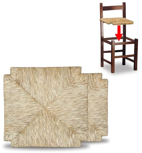 FacilCasa Assise de Chaise en Paille, Piètement de Chaise tissé à la Main, Paille Naturelle tressée, 2 manuels de Montage et d'entretien (41 x 41) 2 Assise Taverna en Paille