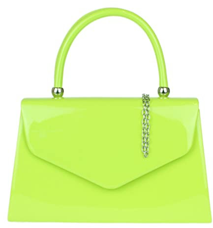 Girly Handbags Lack-Clutch-Tasche, Handtasche, kleines Hartschalenetui für Damen Neon-Limette