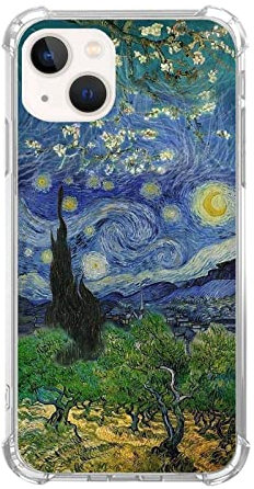 Wizeyake Van Gogh Paintings Handyhülle Kompatibel mit iPhone 14, Drei Kunstwerke von Van Gogh Art Trendy Cool Girl Boy Hülle für iPhone 14, Silikon Stoßfest TPU Bumper Case
