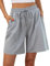 Jezonga Shorts Damen Sporthose Kurz Sport Shorts Jogginghose Sommer mit Taschen Sportshorts Hohe Taille Trainingshose Kurze Short High Waist Elastischer Bund zum Fitness Running Gym Grau XXL