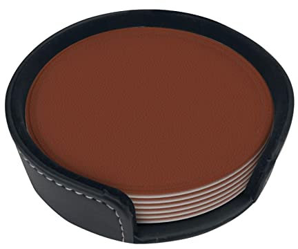 Lot de 6 dessous de verre en cuir marron avec motif bambou - Convient pour toutes sortes de tasses et tasses - Protège les meubles des marques d'eau chaude ou froide et des dommages