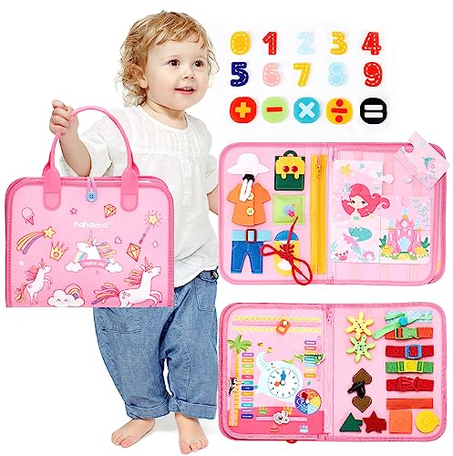 hahaland Busy Board, Montessori Spielzeug ab 3 Jahr, Interaktives Motorikspielzeug für Kleinkinder ab 3 4 5 Jahr, Activity Board für Reise Auto Flugzeug, ideales Busy Book Geschenk Jungen Mädchen