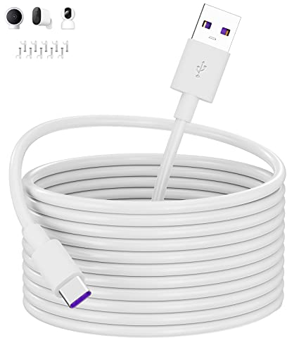ACAGET 5M Cavo USB Type-C Extra Lungo per Mi Camera 2K Magnetic Mount,Cavi di Prolunga di Alimentazione Telecamere di Sicurezza Cavo USB Tipo C per Mi Wireless Outdoor Security Camera 1080p,Bianco
