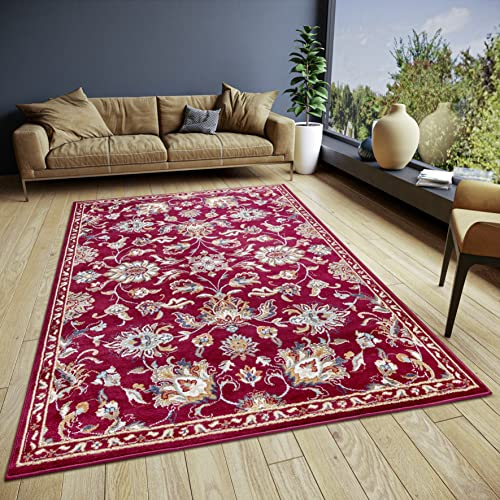 Hanse Home Caracci Teppich Orientalisch – Orient Läufer klassisch dicht gewebt mit Ornamenten und Blumenmotiven Weicher Kurzflor für Schlafzimmer, Esszimmer, Wohnzimmer, Flur, Küche – Rot, 160x235cm
