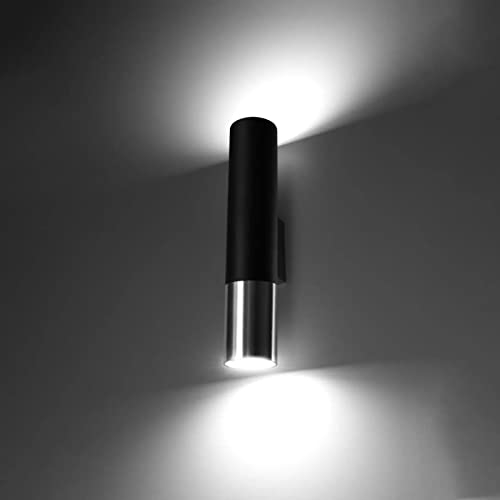 famlights Wandleuchte Innen Wandlampe Wand Lampe Loys in Schwarz und Chrom 2-flammig Modern LOOPEZ GU10 Stahl Wohnzimmer Esszimmer | 2-flammig