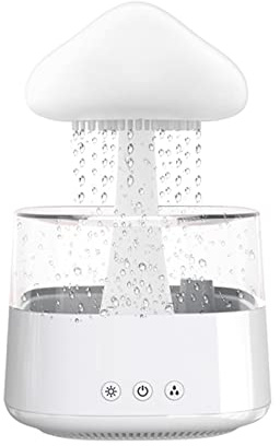 Snuggling Cloud Rain Humidifier - Raincloud Diffuser with Night Light and Water Drop Sound, Aromatherapy Essential Oil Diffuser (White)