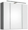 LINE Spiegelschrank Bad mit LED-Beleuchtung in Anthrazit - Badezimmerspiegel Schrank mit viel Stauraum - 80 x 69,5 x 17 cm (B/H/T)