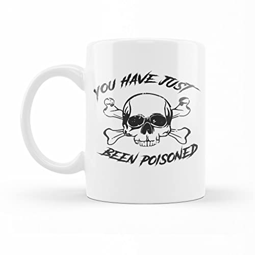 934 Tea Cup Colorful Travel Mug Unique Porcelain Mug Fun Gifts for Anniversary Celebration Sister Birthdays 330Ml You Have Been Poisoned Mug Cross Skull