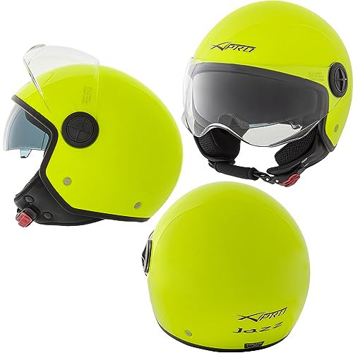 Casco Jet Moto Aperto Antigraffio Parasole Visiera Scooter ECE 22-06 Fluo M