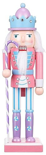 Veemoon Casse-Noix Décoratif De Noël Soldats Casse-Noisette De Noël Figurine De Marionnette Casse-Noisette Ornements De Casse-Noisette Rose Casse-Noix De Bureau en Bois Sucré Récipient