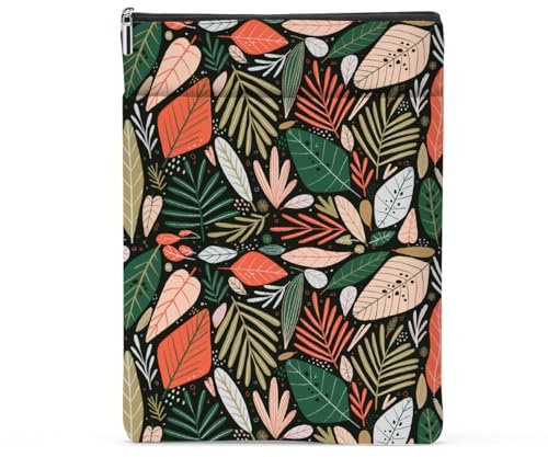Book Sleeve Book Protector Book Pouch Book Lovers Gifts Bookish Gifts Bookish Gifts Bookcover with Zipper for Hardcover Paperback Washable Leaves Printed Gift Bag for Women Mom Grandma Birthday, 8.9 x