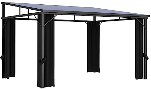 ARKEM Pavillon mit Vorhängen 405x294x244 cm Anthrazit Pavillon Mit Festem Dach Pavillon Winterfest