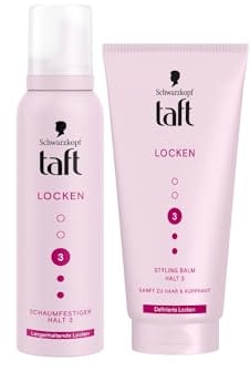 Taft Schwarzkopf Schaumfestiger Locken (150 ml) Haltegrad 3 Haarschaum für langanhaltende Locken & Balm Locken Styling (150ml) Haarstyling-Balsam für lockiges Haar Vegan