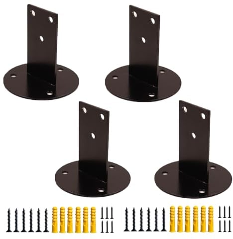 amhricho Handlauf Halterung Satz Von 2pcs, Schwarz, Heavy Duty Edelstahl Handlauf Halterung, Hardware Geländer Halterung Mit Schrauben Für Quadratische Oder Runde Holzgeländer (Size : 4ps)