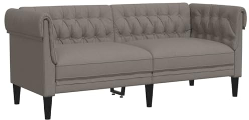 vidaXL Chesterfield-Sofa 2-Sitzer Taupe Stoff