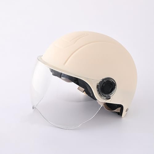 ROMOZ Vintage-Helm, DOT/ECE-zugelassener 3/4-Retro-Motorrad-Halbhelm mit offenem Gesicht für Männer und Frauen, Halbgesichts-Cruiser-Chopper-Roller-Motorradhelme mit Visier Beige