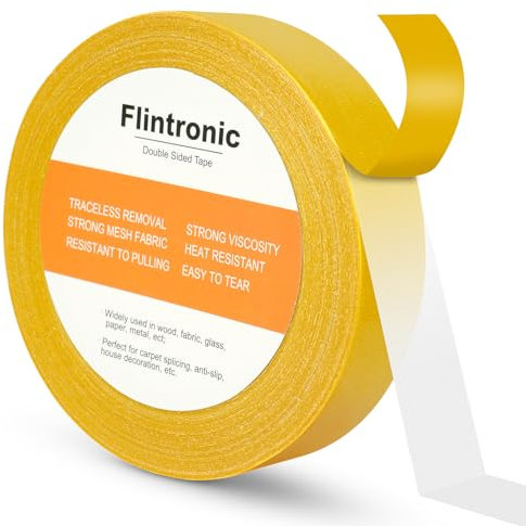 flintronic 20M Double Sided Tape, 3CM Extra Strong Double Sided Carpet Tape, High Tack Strong Wall Adhesive with Fiberglass Mesh, Mounting Tape Bonds to Almost Anything for Home/Professional Use