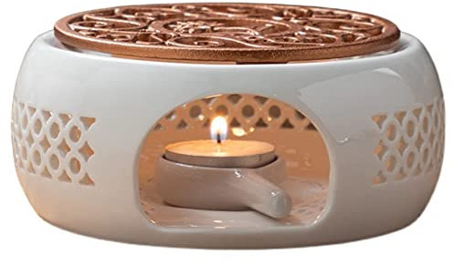 Jaopary Ceramic Teapot Warmer Holder Base Tea Warmer Insulation Base Tea Coffee Water Warmer Candle Heating Base Holder Teaware