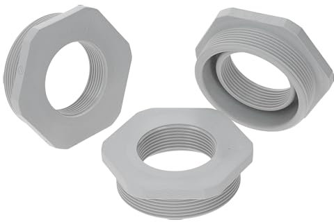 3 Stück Kalitec G6503200 Reduktion M50/M32 Kunststoff lichtgrau I Reduzierstück Kabelverschraubung sechskant I M32 Innengewinde I M50 Außengewinde I IP68