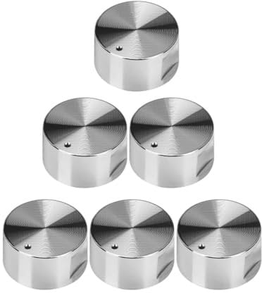 CUEMOON Set di 6 manopole da forno da 6 mm, manopola del fornello a gas, interruttore della manopola della fiamma del fornello a gas in metallo, argento