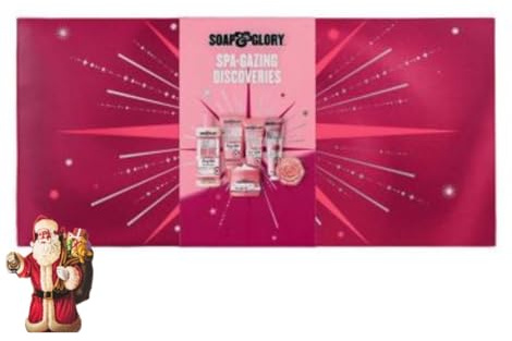 Soap and Glory Spa-Gazing Discoveries Gift Set | Original Pink Collection Body Wash, Body Scrub, Butter, Hand & Foot Cream, Rose Bath Fizzer | Free Christmas Card | Spa Gift for Glowing Skin | 6 Pcs