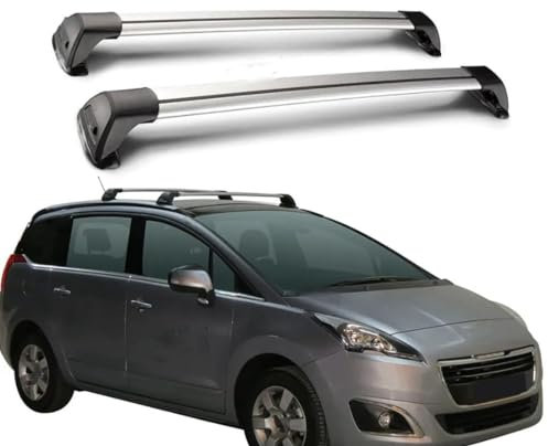 AMGASMG 2Stück Auto Dachträger für Peugeot 5008 2009-2017 – Dachgepäckträger aus Aluminium für Fahrradträger Dachboxen Skihalter - Tragkraft 90 kg - Abschließbar Gepäckträger