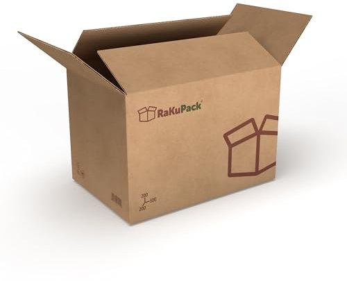 RaKuPack Versandkarton 25 Stück Faltkarton 300x200x200mm Innenmaß (30x20x20cm) Verpackungskarton bedruckt Warensendung Karton braun Faltschachtel Paket Versandschachtel Kartonage verschiedene Größen