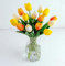 Yellow Tulips Artificial Flowers with Vase, 15 Pcs Faux Tulip Stems in Vase, Real Feel PU Flowers Arrangement Suitable for Kitchen Living Office Spring Decor, Centerpiece Table Decorations
