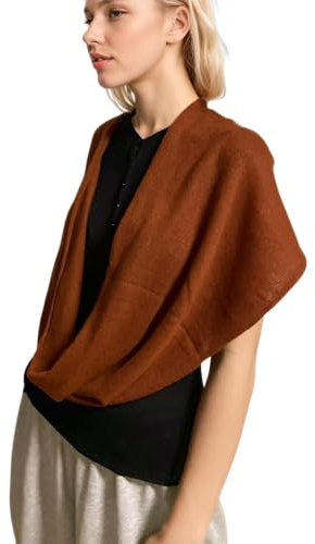 Prettystern XL 100% Kaschmir Unisex Winter Loop-Schal Cashmere Kaschmir-Schal Rund-Halstuch Damen Herren Schlauch-Schal Rot-Orange