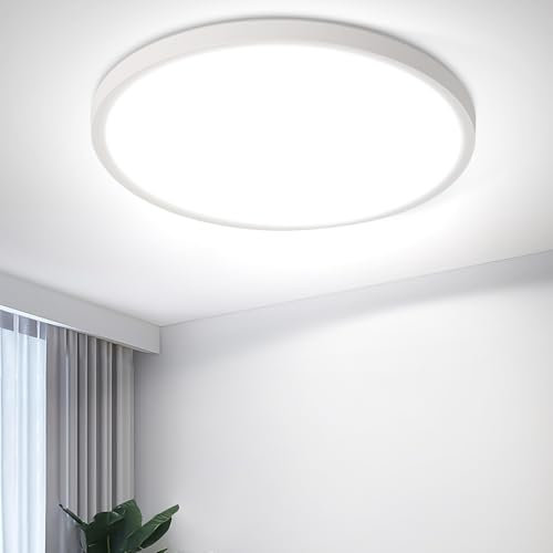 ZMH Plafonnier LED cocina - Ø18cm plana 15W placa de rombo cocina redonda lámpara 6500K protección de los ojos pasillo lámpara de baño blanco frío lámpara para cuarto de baño pasillo