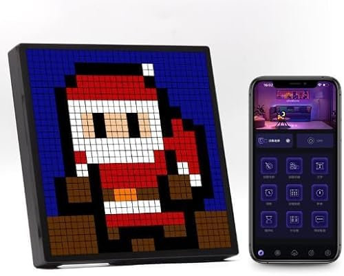 Gugxiom LED Pixel Art Display, Customizable LED Matrix Panel, Smart Clock DIY Graffiti Programmable LED Sign, Cyberpunk Decor, Smart Digital Display for Wall Art & Gaming Room Decor (32 * 32 PX)