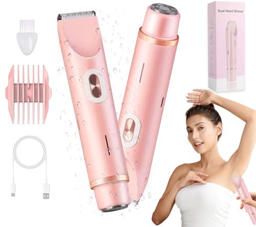 GlowShave Rasoio elettrico da donna 2 in 1, Rasoio Elettrico per Gambe e Braccia da Donna, Ricaricabile Tramite USB, Indolore, Rasoio Elettrico per Zona Bikini