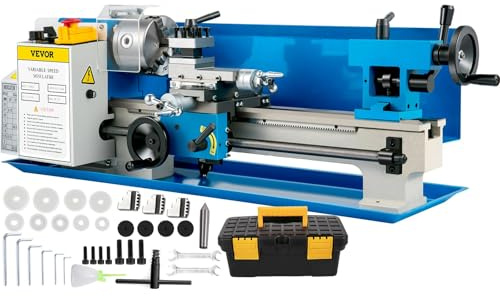 Tornio Per Metalli Di Precisione 550W 180x350mm Tornio Da Banco 50-2500 Giri/min Velocità Variabile Continua Motore A Spazzole Ingranaggi In Metallo Scatola Di Utensili Per La Lavorazione Di Parti Di