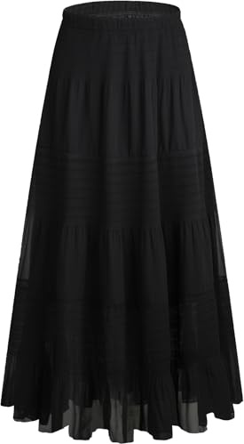 Genfien Gonne Donna da Donna Gonna Lunga in Chiffon con Fodera | Cintura Elastica, Vita Alta Estiva,Elegante,Bohemien