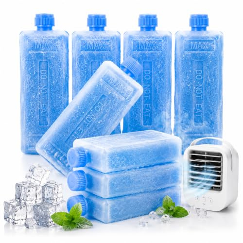 8Pcs Ice Crystal Boxes Reusable Freezer Packs for Air Conditioner Fan Coolers Lunch Boxes Slim Ice Blocks for Camping Fishing Picnic Efficient Cooling Gel Packs 11.5cm