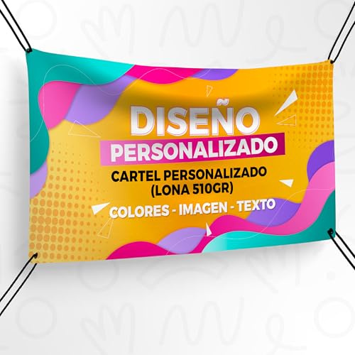 Pancarta personalizada - Cartel Personalizado para Exterior | Print Stamp Love, Lona personalizada PVC Resistente para Publicidad Exterior, Con ojales para fácil colocación (300x130cm)