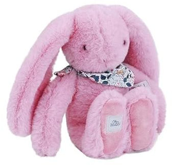 Doudou et Compagnie - Lapin Fleurette Grenadine 25 cm – Peluche Ultra Douce Fille avec Motif Fleuri – Doudou Bébé Rose Tendre – Idée Cadeau Naissance avec Boîte Cadeau - DC4297