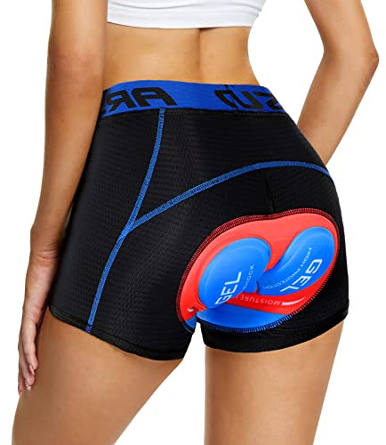 Agolu Radunterhose Damen Gepolstert Gel 5D, Bequem Fahrradunterhose Frauen Atmungsaktiv Radsportunterwäsche mit Sitzpolster Stoßfest