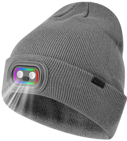 OKKLE Mütze mit Licht 4 Modi Mütze mit Lampe Haube mit Licht Ledmütze für Herren Damen