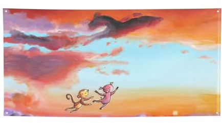 Sky Affe und Schwein Banner, Outdoor/Indoor Banner, Dekoration für Geburtstag, Party, Hochzeit, Festival, Halloween